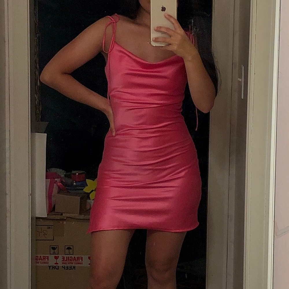 SOLD Brandy Melville Hot Pink Cowl Neck Dress